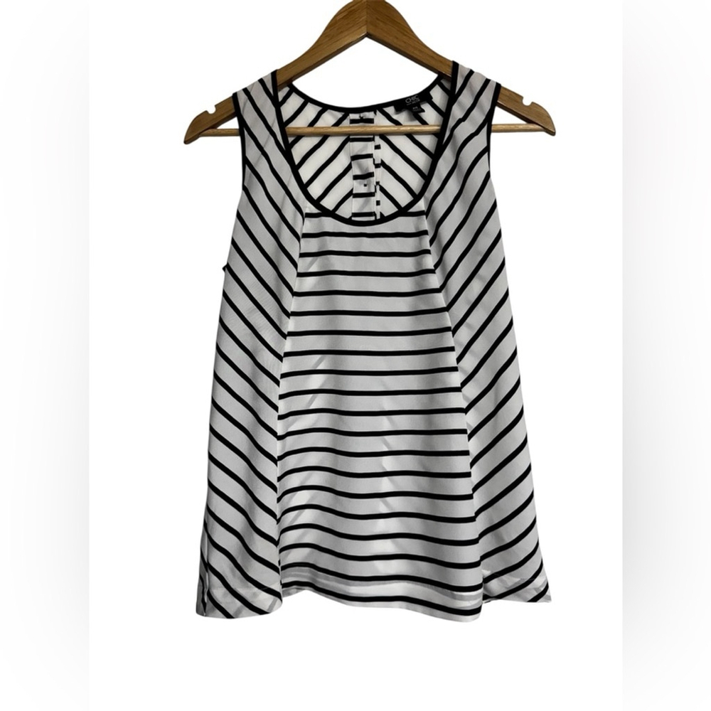 CHIC Paris by Jacob Striped Sleeveless Blouse Black White P/S